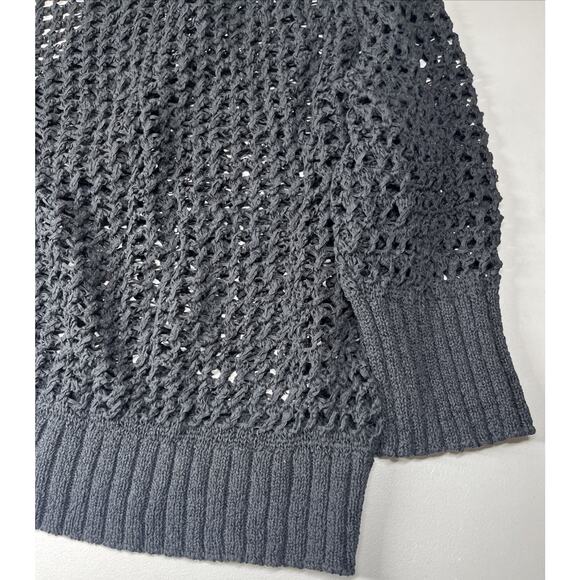 J Crew Montauk Relaxed Cardigan Sweater Womens 2X Black Open Knit Button V Neck - Picture 10 of 13